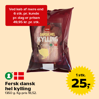 Fersk dansk hel kylling