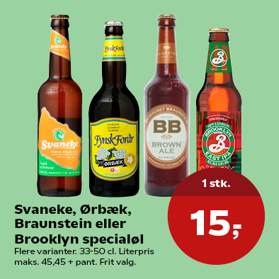 Svaneke, Ørbæk, Braunstein eller Brooklyn specialøl