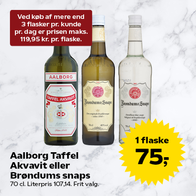 Aalborg Taffel Akvavit eller Brøndums snaps