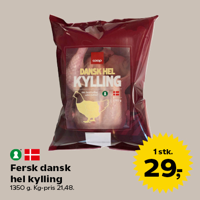 Fersk dansk hel kylling