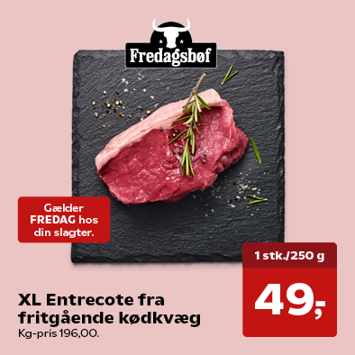 XL Entrecote fra fritgående kødkvæg