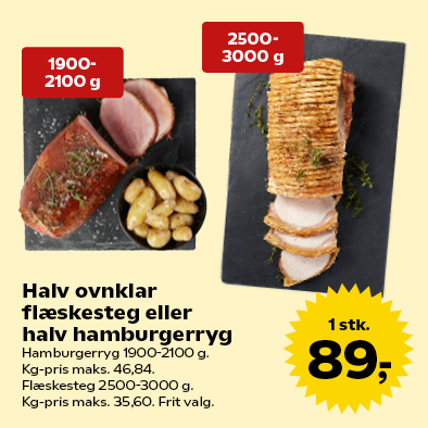 Halv ovnklar flæskesteg eller halv hamburgerryg