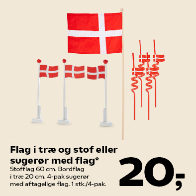 Flag i træ og stof eller sugerør med flag