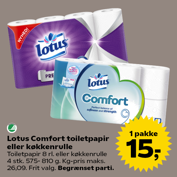 Lotus Comfort toiletpapir eller køkkenrulle