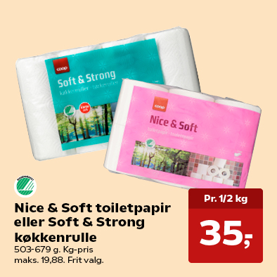 Nice & soft toiletpapir eller Soft & Strong køkkenrulle