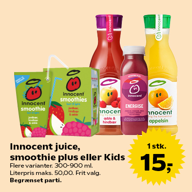 Innocent juice, smoothie plus eller Kids